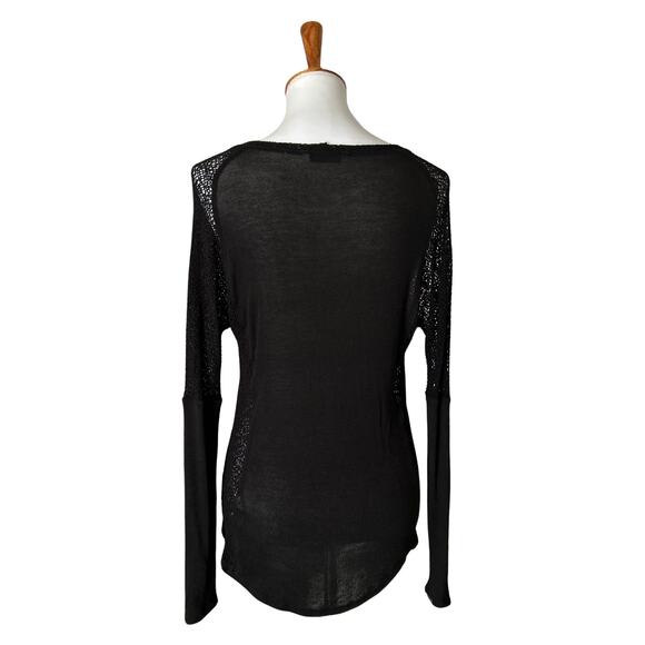 Vintage Y2K 3 Dots Semi Sheer Knit Top – Black Indie Mesh Detail, Small - Picture 2 of 5